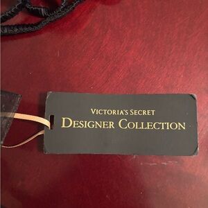 Vintage Gold Designer CollectionVictoria's Secret Black Sheer Lace Bow Tie Panty